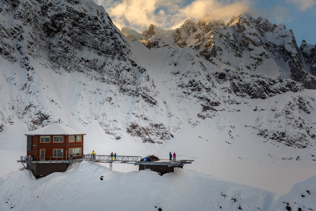 Sheldon Chalet--- a day in the life of--- in the Ruth Glacier and Amphitheater in the Alaska Range. Winter 2017 aerials Photo by Jeff Schultz/SchultzPhoto.com (C) 2017 ALL RIGHTS RESERVED