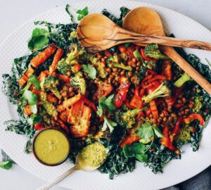 Roasted Vegetables and Lentil Kale Salad, Healthy Living + Travel